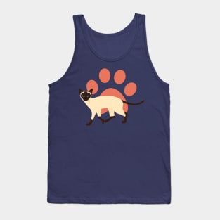 Siamese Cat and Paw Print Tank Top